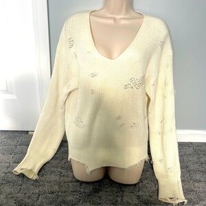 Helmut‎ Lang cotton wool distressed sweater Large